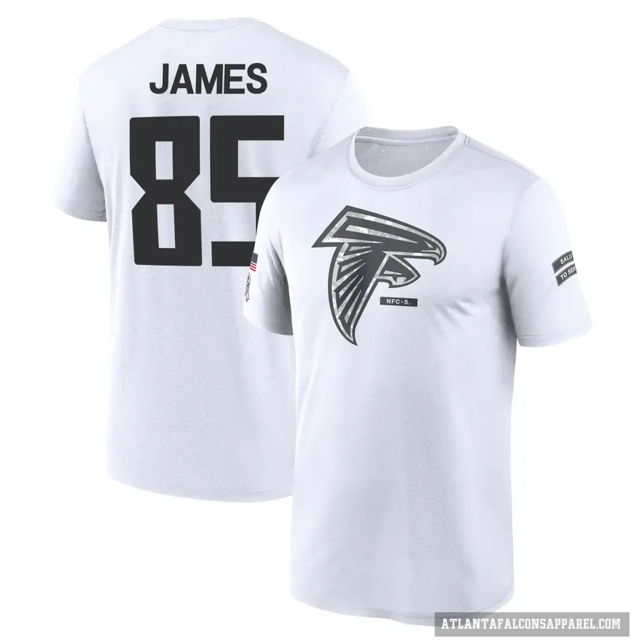 Youth ＃85 Tyshaun James Atlanta Falcons White 2024 Salute to Service Performance T-Shirt