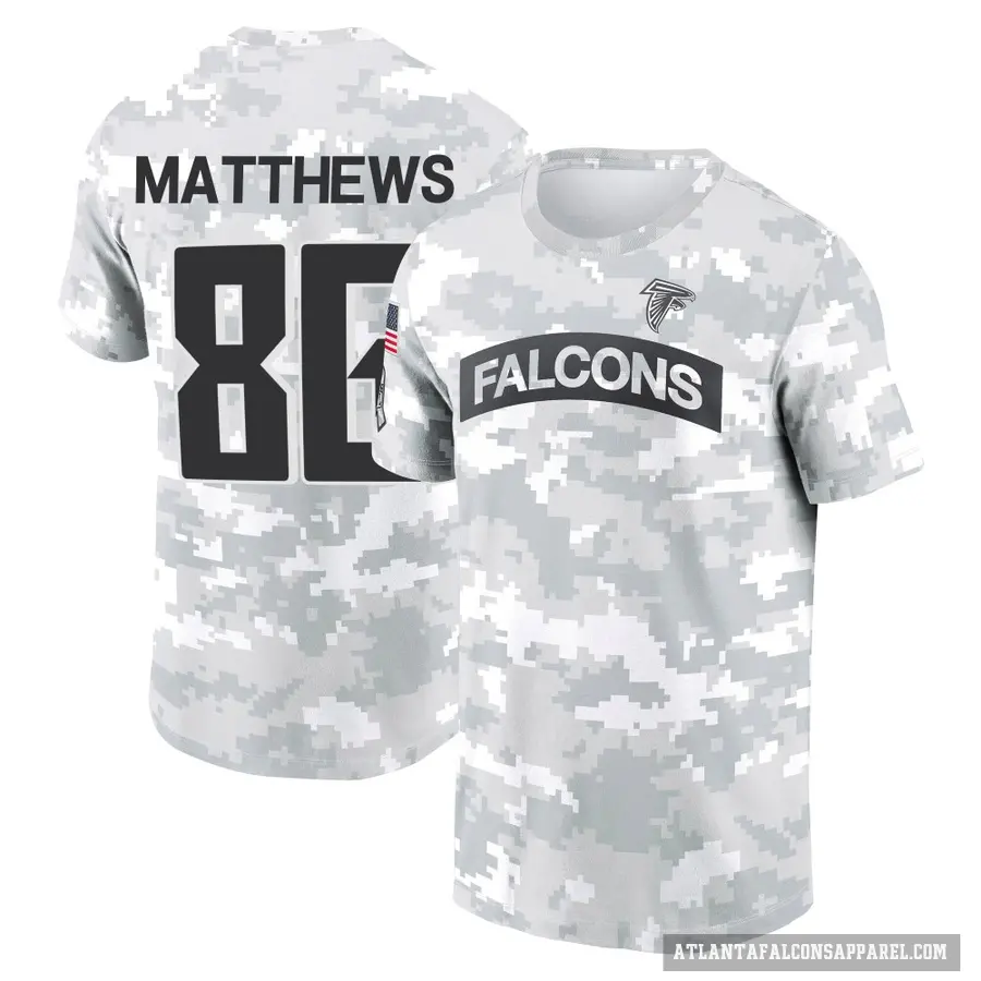 Youth ＃86 Jesse Matthews Atlanta Falcons Camo Arctic 2024 Salute to Service Performance T-Shirt