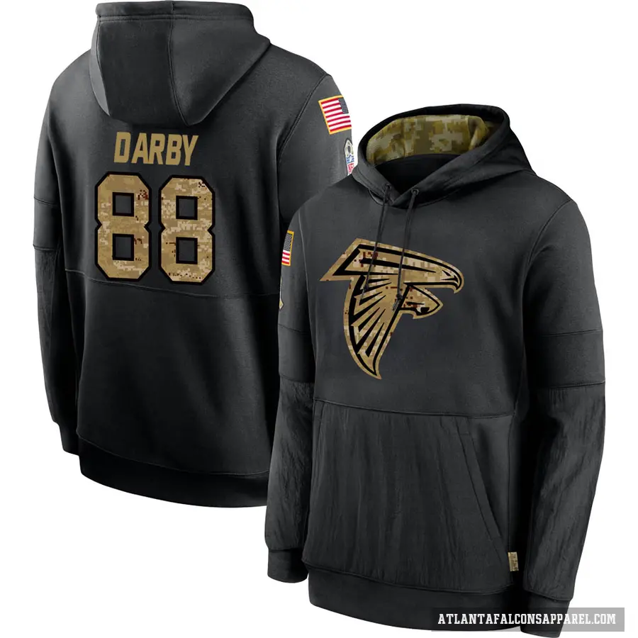 Youth ＃88 Frank Darby Atlanta Falcons Black 2020 Salute to Service Sideline Performance Pullover Hoodie