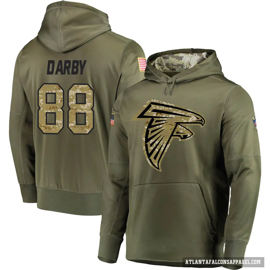 Youth ＃88 Frank Darby Atlanta Falcons Olive Salute to Service Pullover Hoodie