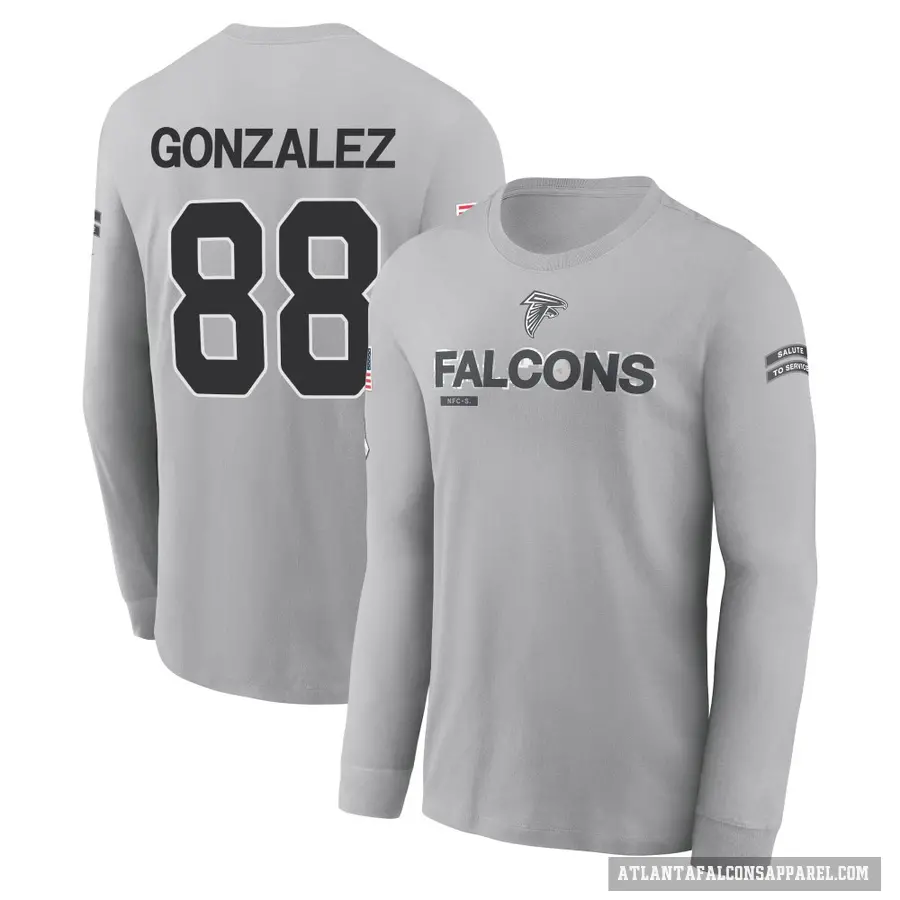 Youth ＃88 Tony Gonzalez Atlanta Falcons Gray 2024 Salute to Service Long Sleeve T-Shirt