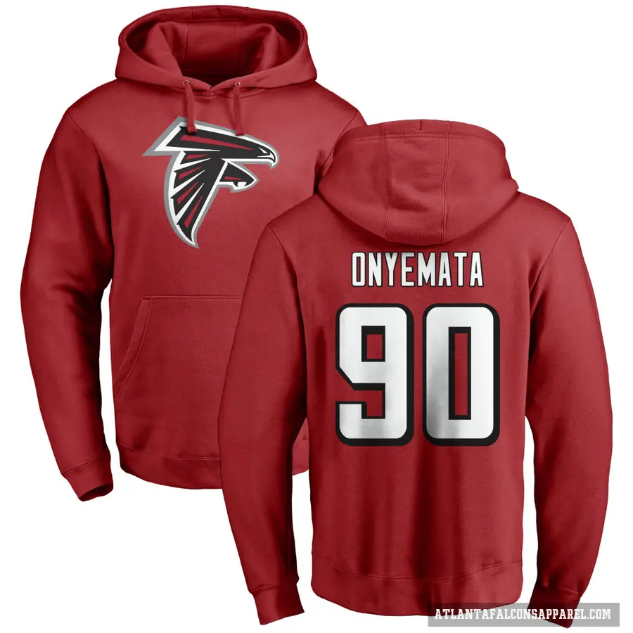 Youth ＃90 David Onyemata Atlanta Falcons Red Pro Line Name & Number Logo Pullover Hoodie