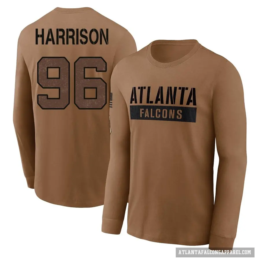 Youth ＃96 Zach Harrison Atlanta Falcons Brown 2023 Salute To Service Long Sleeve T-Shirt